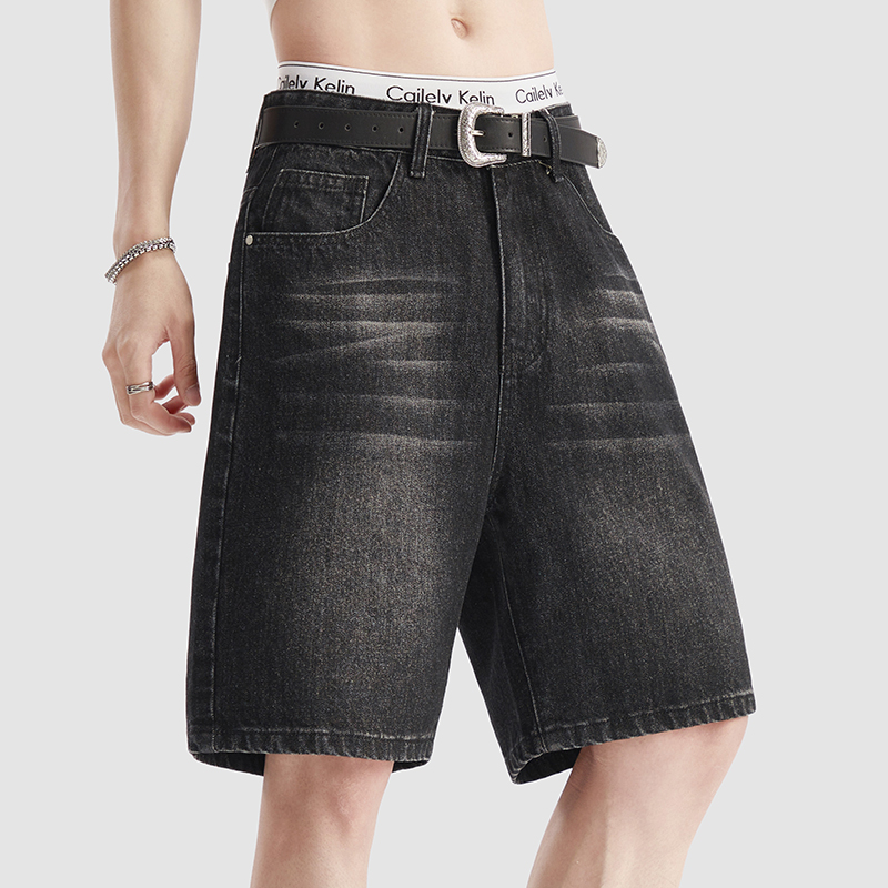 Men'S Fashion Loose Pants - Summer Thin Black Denim Shorts Men's
