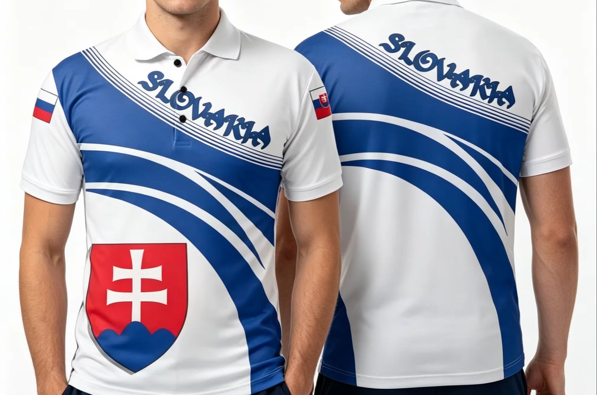 Men'S Fashion Golf Clothing - Slovakia Flag 3D Print Polo Shirt