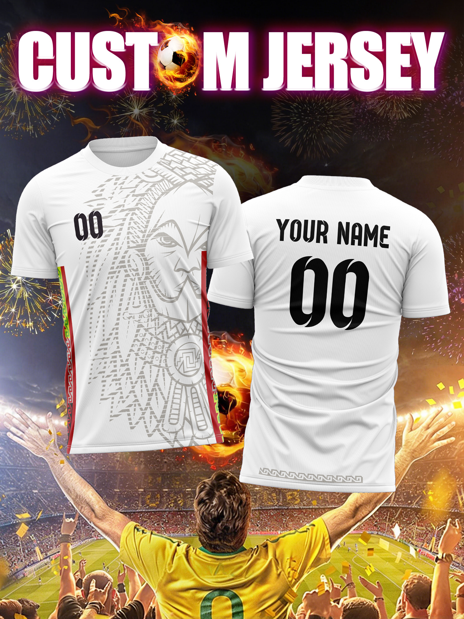 Mens Fashion Style Images - Custom Image Number Name Soccer Jersey,