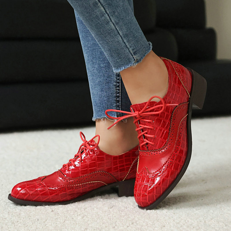 Women Stone Print Brogue Oxfor - Oxford Shoes Brogue incelemesi ve fiyatı