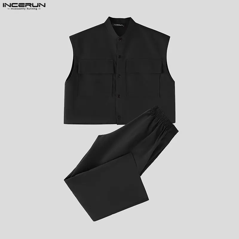 INCERUN Men Sets Solid Sleevel - Men'S Fashion Loose Pants incelemesi ve fiyatı