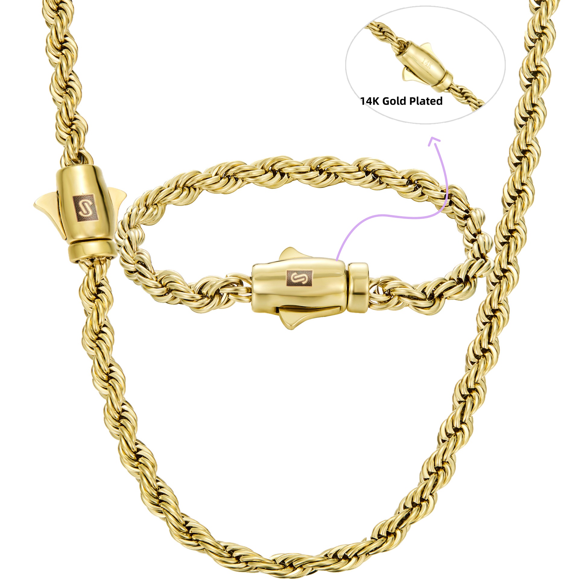 6mm 14K Gold Plated Rope Chain - Men'S Fashion Today incelemesi ve fiyatı