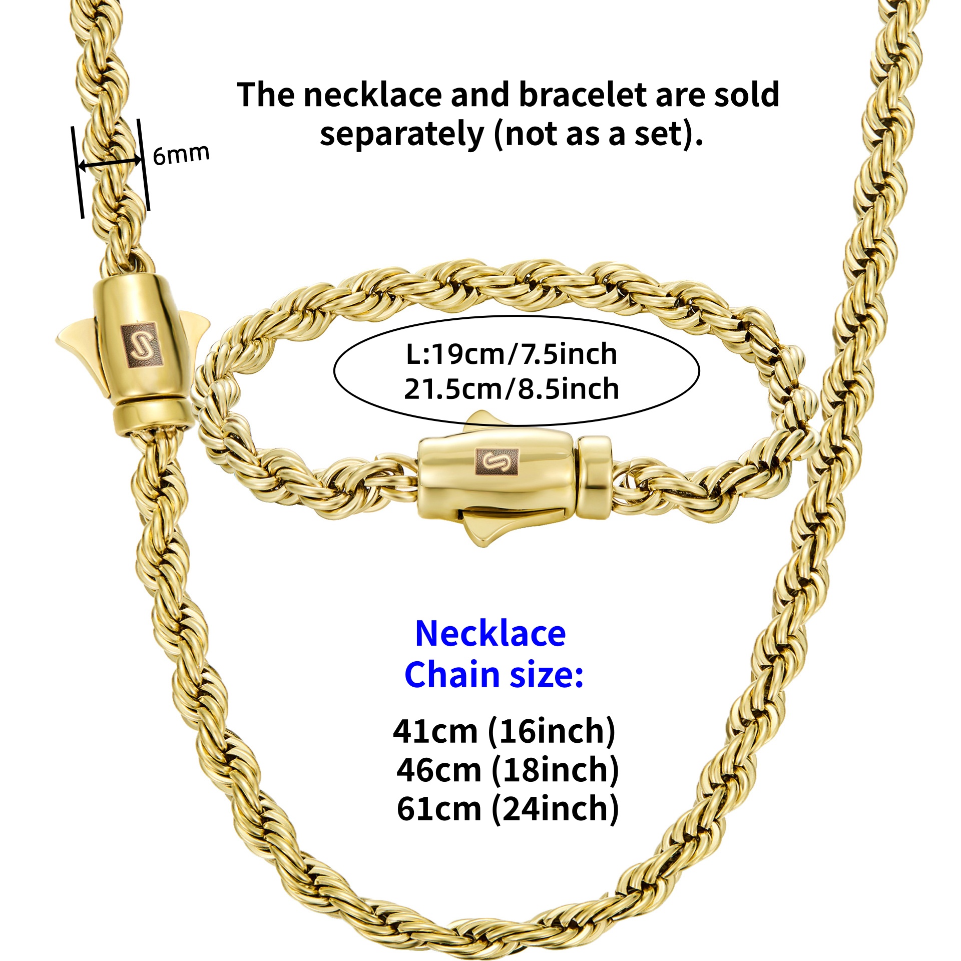 6mm 14K Gold Plated Rope Chain - Men'S Fashion Today incelemesi ve fiyatı