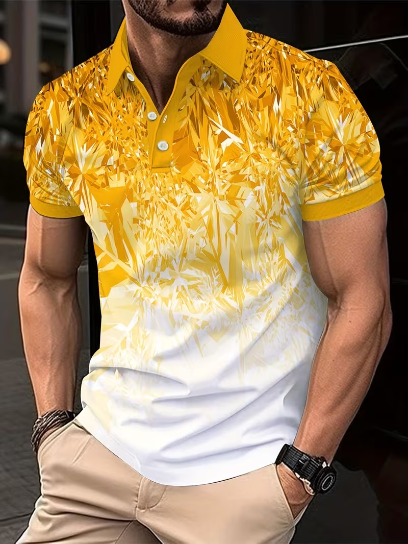 Men's Polo Shirt Gradient Prin - Men'S Fashion Golf Clothing incelemesi ve fiyatı