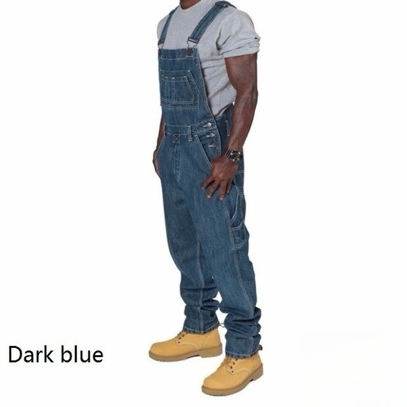 Mens Ripped Denim Overalls wit - Men'S Fashion Loose Pants incelemesi ve fiyatı