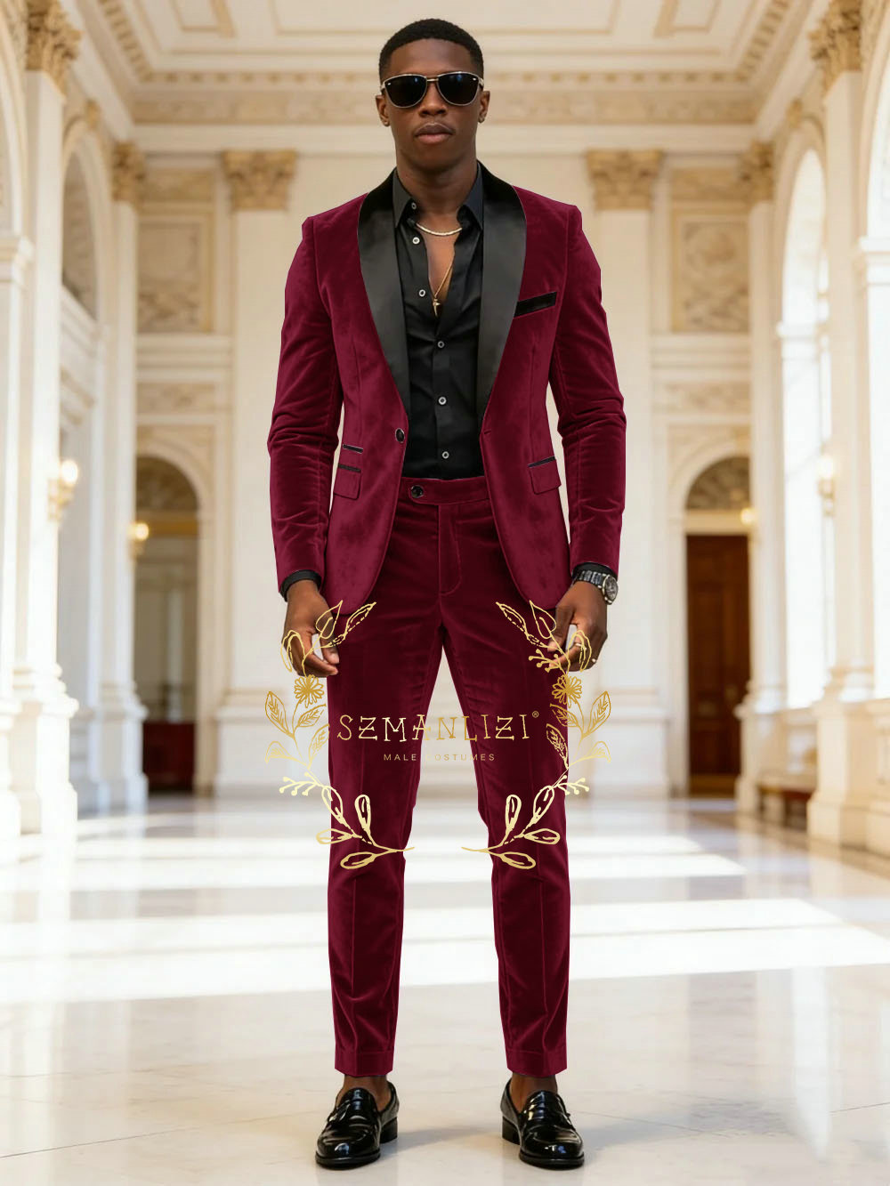 Dark Grey Velvet 2 Pieces Men  - Mens Fashion Dark Grey Pants incelemesi ve fiyatı