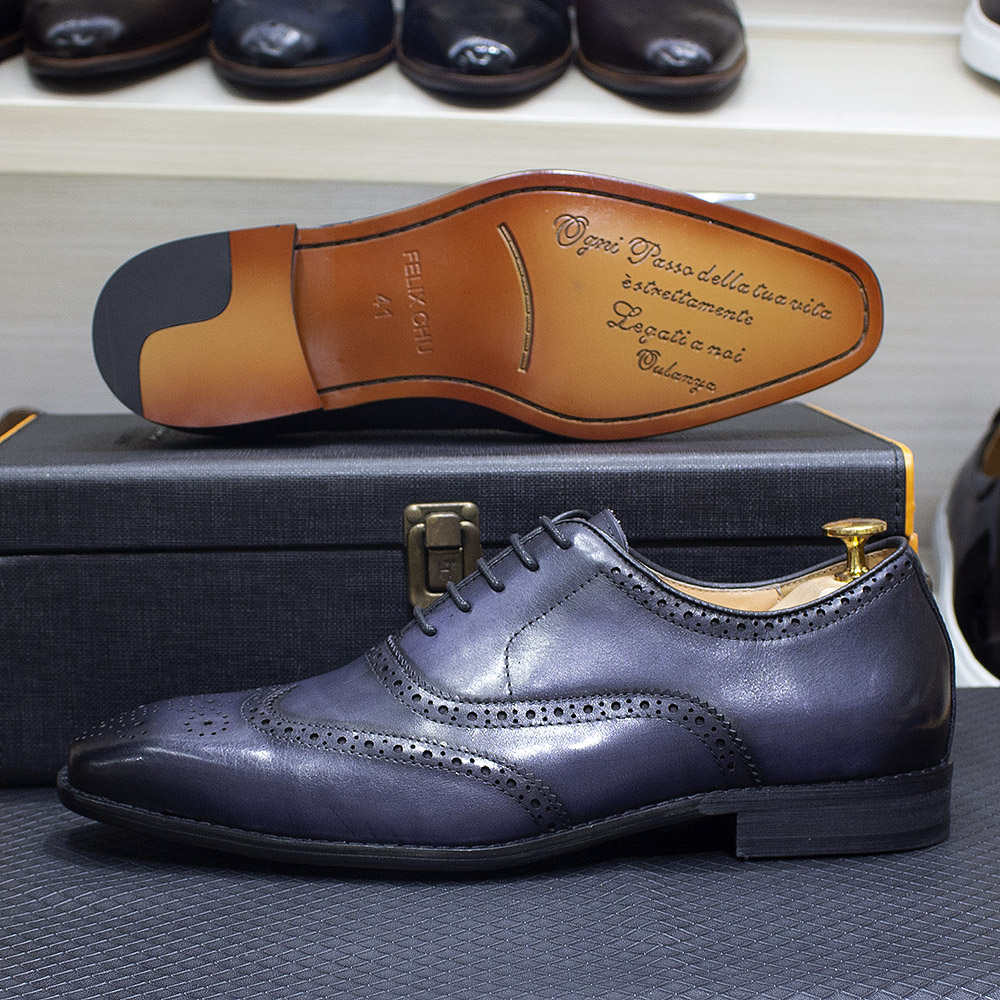 Size 7-12 Handmade Men's Wingt - Oxford Shoes Brogue incelemesi ve fiyatı